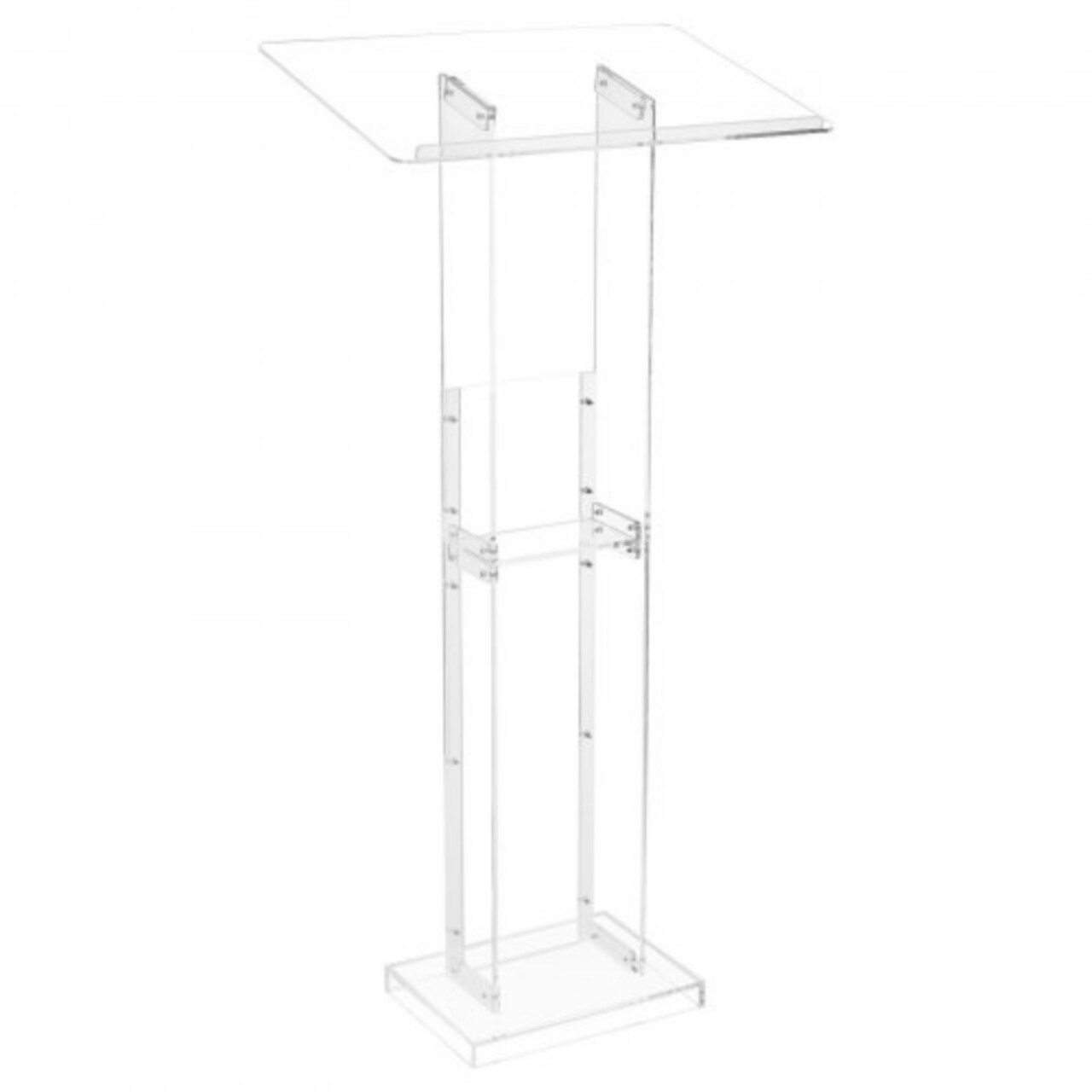 50 Inch Acrylic Podium Stand with Storage Shelf and Book Stopper